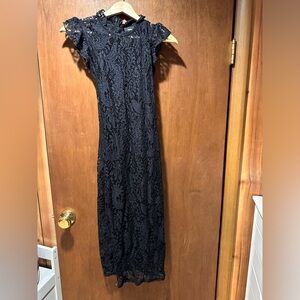 Mossimo Supply Co Black Flutter Sleeve Sheath Maxi Dress